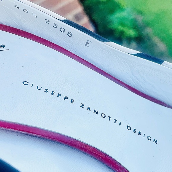 Giuseppe Zanotti Peep Toe Black and White Zebra Print Red Heels Shoes 10.5 B - Picture 6 of 7